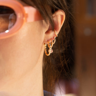 Mini Créoles Lisa Quartz Rose – Image 2