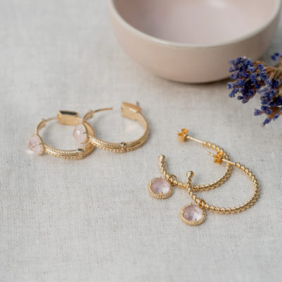 Créoles Lisa Quartz Rose – Image 3