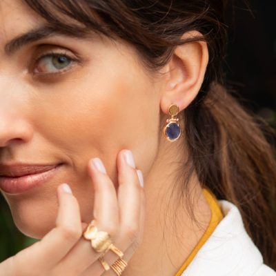 Boucles d'oreilles Salomé Aventurine Bleue – Image 2